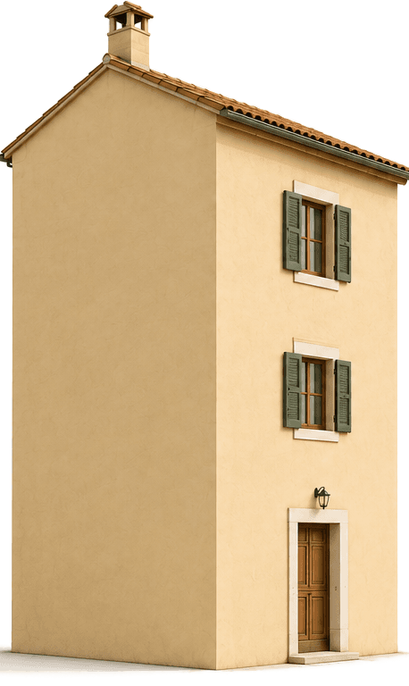 Hiša Padnjec — fasada z apartmaji